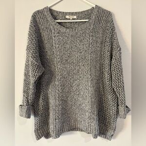 Madewell Women's Grey/Black Marled Plaza Pullover Sweater Size Medium